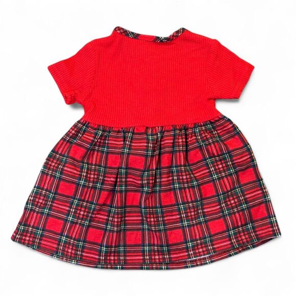 Vintage K Too Red Plaid Girls Toddler Dress Waffle Knit Christmas Holiday - Picture 2 of 5